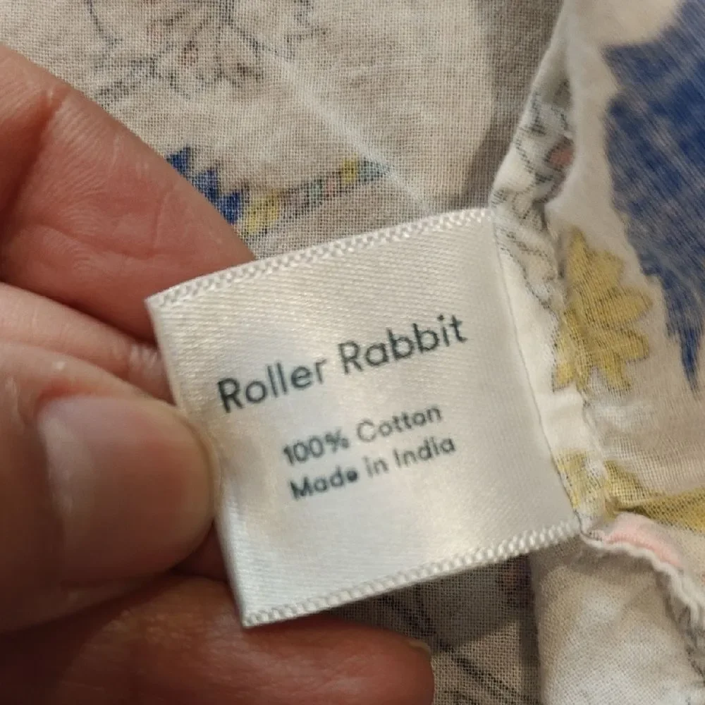 Roller Rabbit Blue and Yellow Horse Print Pajama Shirt (Top Only)